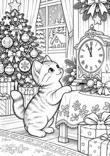 Котёнок возле часов